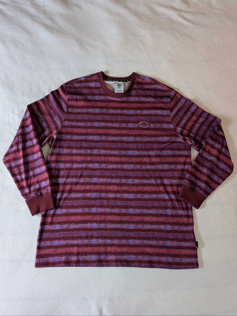 adidas Originals Shadow Red 90s Retro Striped Long Sleeve Shirt